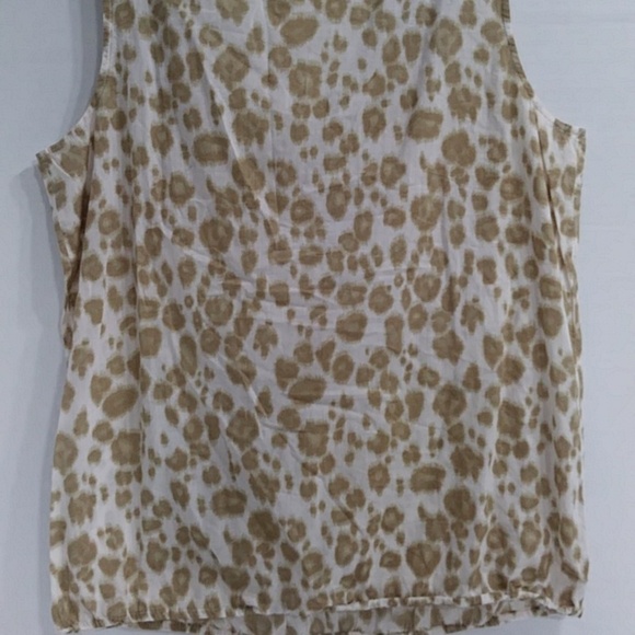 *EUC* Ann Taylor LOFT Cotton Sheer Tan & White Leopard Print Sleeveless Blouse - Picture 4 of 7